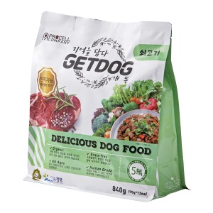 [개똑] 유기농 강아지 습식사료 치매예방 그레인프리 쇠고기맛 840g